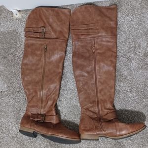 Wild Diva Lounge Over the Knee Boots in Brown